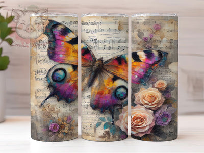 Vibrant Floral Butterfly Nature Tumbler Wrap, Butterfly Tumbler PNG, 20oz Butterfly Design, Floral Butterfly Art, Vibrant Butterfly Sublimation, Nature Inspired Wrap Sublimation Lara' s Designs 