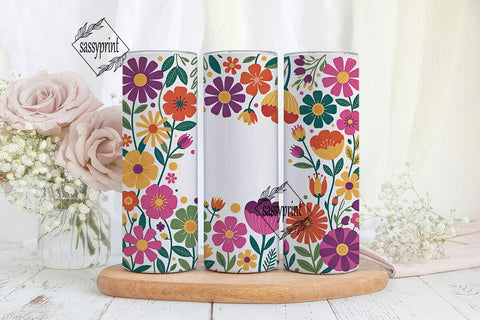 Vibrant Floral Collage 20oz Tumbler Wrap Sublimation sassyprint 