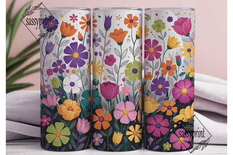 Vibrant Floral Collage 20oz Tumbler Wrap Sublimation sassyprint 