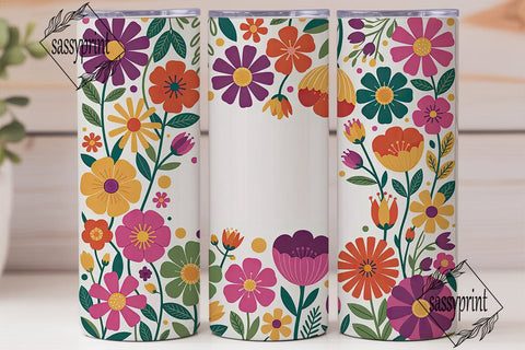 Vibrant Floral Collage 20oz Tumbler Wrap Sublimation sassyprint 