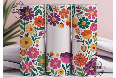 Vibrant Floral Collage 20oz Tumbler Wrap Sublimation sassyprint 