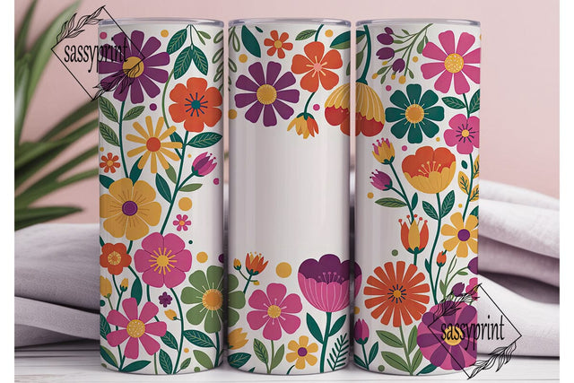 Vibrant Floral Collage 20oz Tumbler Wrap Sublimation sassyprint 