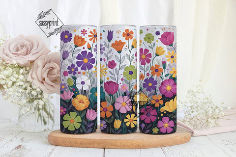 Vibrant Floral Collage 20oz Tumbler Wrap Sublimation sassyprint 