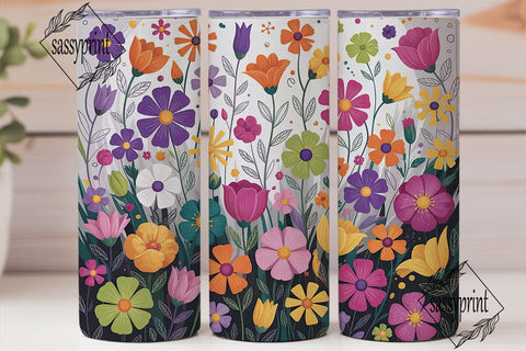 Vibrant Floral Collage 20oz Tumbler Wrap Sublimation sassyprint 