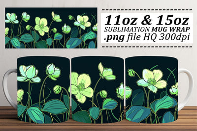 Vibrant Floral Delight Mug Wrap Design Sublimation afrosvg 