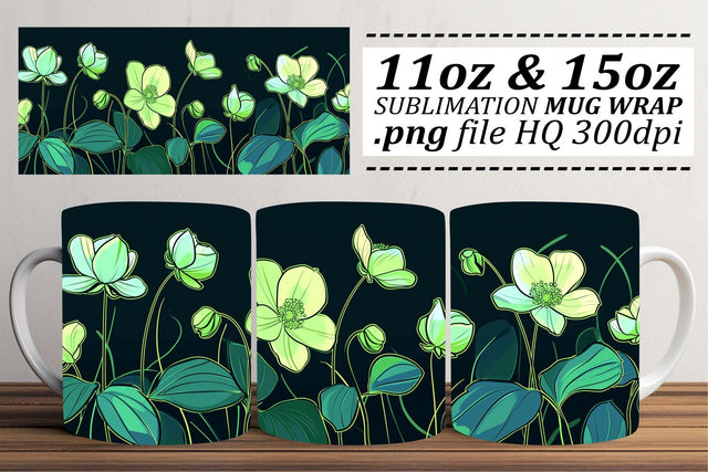 Vibrant Floral Delight Mug Wrap Design Sublimation afrosvg 