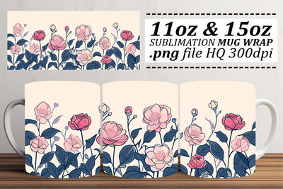 Vibrant Floral Delight Mug Wrap Design Sublimation afrosvg 