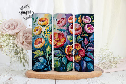 Vibrant Floral Digital Painting Tumbler Sublimation sassyprint 