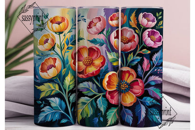 Vibrant Floral Digital Painting Tumbler Sublimation sassyprint 