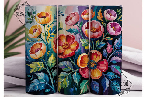 Vibrant Floral Digital Painting Tumbler Sublimation sassyprint 