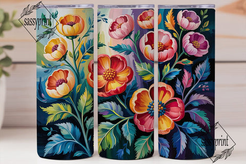 Vibrant Floral Digital Painting Tumbler Sublimation sassyprint 