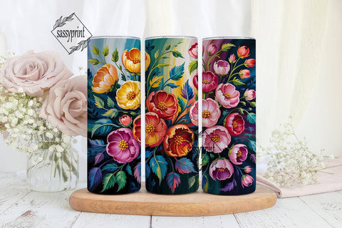 Vibrant Floral Digital Painting Tumbler Sublimation sassyprint 