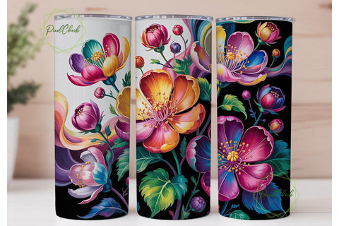 Vibrant Floral Dream 20oz Tumbler Wrap Sublimation PixelChick 