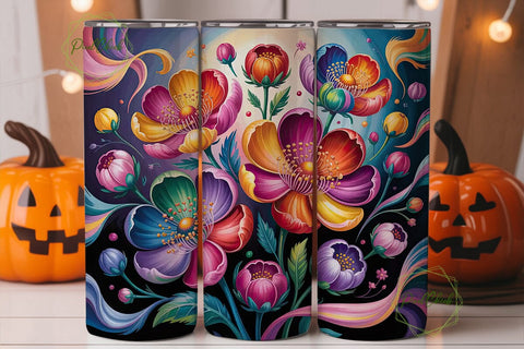 Vibrant Floral Dream 20oz Tumbler Wrap Sublimation PixelChick 
