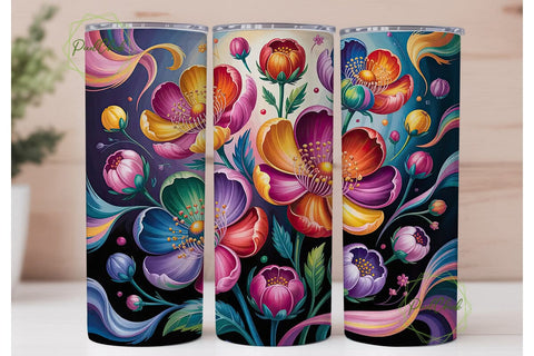 Vibrant Floral Dream 20oz Tumbler Wrap Sublimation PixelChick 