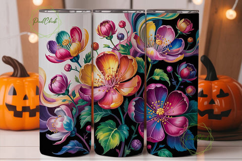 Vibrant Floral Dream 20oz Tumbler Wrap Sublimation PixelChick 