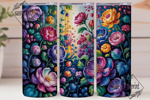 Vibrant Floral Garden 20oz Tumbler Wrap Sublimation sassyprint 