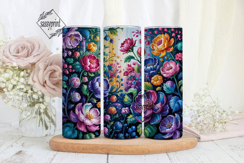 Vibrant Floral Garden 20oz Tumbler Wrap Sublimation sassyprint 
