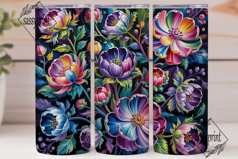 Vibrant Floral Garden 20oz Tumbler Wrap Sublimation sassyprint 