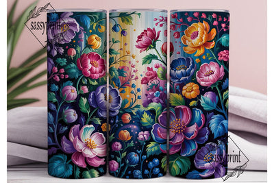 Vibrant Floral Garden 20oz Tumbler Wrap Sublimation sassyprint 