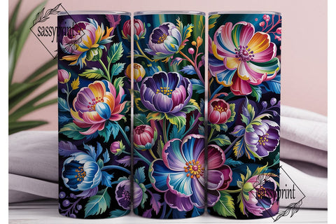 Vibrant Floral Garden 20oz Tumbler Wrap Sublimation sassyprint 