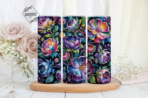 Vibrant Floral Garden 20oz Tumbler Wrap Sublimation sassyprint 