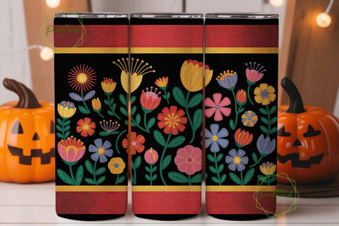 Vibrant Floral Glitter 20oz Tumbler Wrap Sublimation PixelChick 