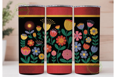 Vibrant Floral Glitter 20oz Tumbler Wrap Sublimation PixelChick 