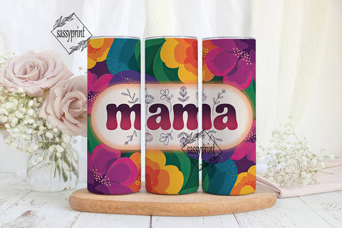 Vibrant Floral MAMA 20oz Tumbler Wrap Sublimation sassyprint 