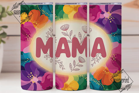 Vibrant Floral MAMA 20oz Tumbler Wrap Sublimation sassyprint 
