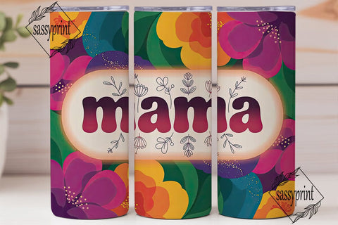 Vibrant Floral MAMA 20oz Tumbler Wrap Sublimation sassyprint 