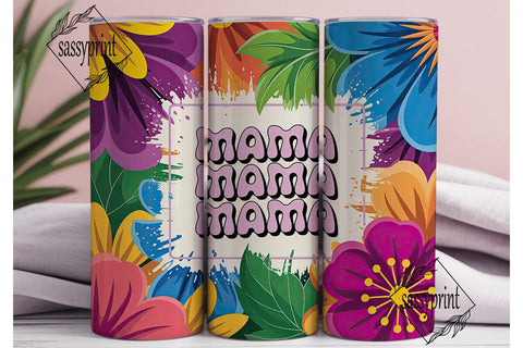 Vibrant Floral MAMA Tumbler Wrap PNG Sublimation sassyprint 