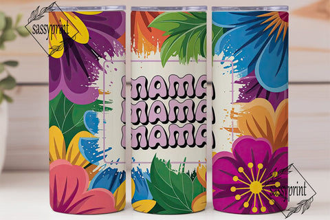 Vibrant Floral MAMA Tumbler Wrap PNG Sublimation sassyprint 