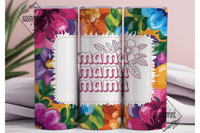 Vibrant Floral MAMA Tumbler Wrap PNG Sublimation sassyprint 