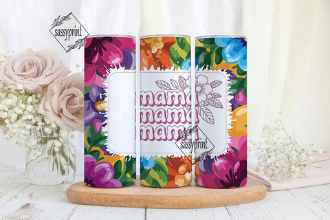 Vibrant Floral MAMA Tumbler Wrap PNG Sublimation sassyprint 