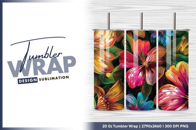Vibrant floral pattern decorative tumbler png design Sublimation Regulrcrative 