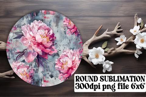 Vibrant Floral Pattern Keychain: Sublimation Coaster, Circle Decor Sublimation afrosvg 