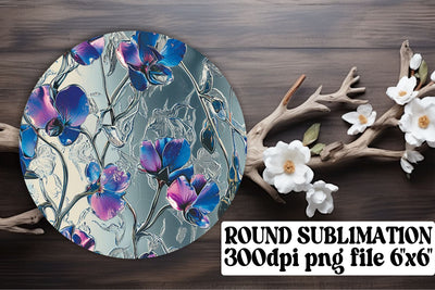 Vibrant Floral Pattern Keychain: Sublimation Coaster, Circle Decor Sublimation afrosvg 