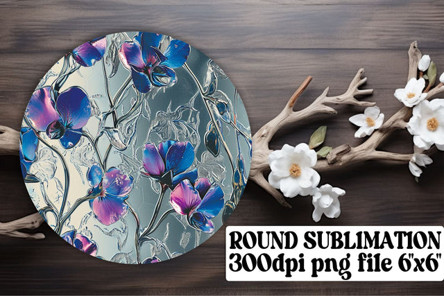 Vibrant Floral Pattern Keychain: Sublimation Coaster, Circle Decor Sublimation afrosvg 