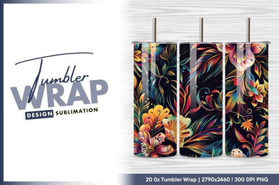 Vibrant floral pattern with dark background Sublimation Regulrcrative 
