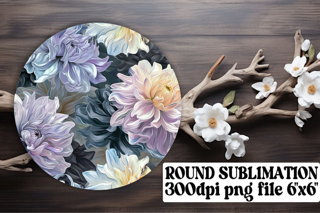 Vibrant Flower Pattern Ornaments: Keychain, Coaster, Circle Set Sublimation afrosvg 