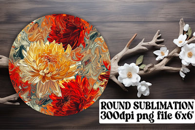Vibrant Flower Round Decor: Keychain, Coaster, Circle Ornaments Sublimation afrosvg 