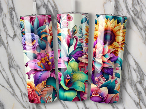 Vibrant Flowers Tumbler wrap sublimation PNG Sublimation Luvleigh Digitals 