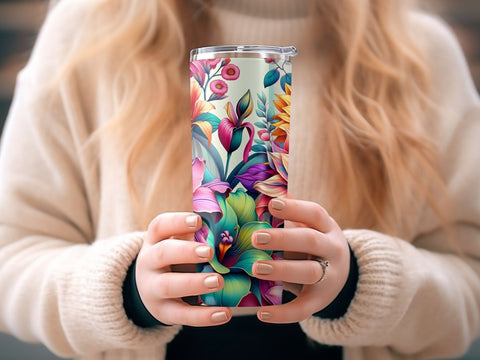 Vibrant Flowers Tumbler wrap sublimation PNG Sublimation Luvleigh Digitals 