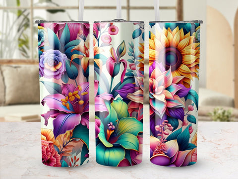 Vibrant Flowers Tumbler wrap sublimation PNG Sublimation Luvleigh Digitals 