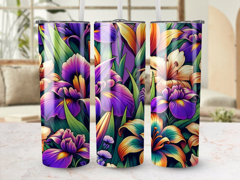Vibrant Flowers Tumbler wrap sublimation PNG Sublimation Luvleigh Digitals 