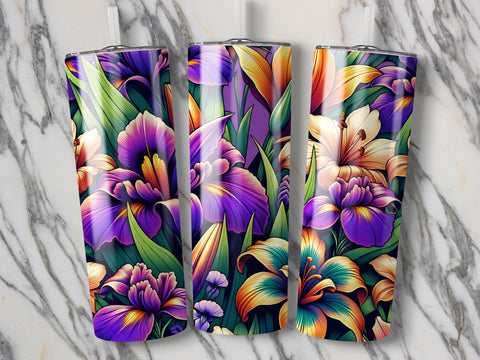 Vibrant Flowers Tumbler wrap sublimation PNG Sublimation Luvleigh Digitals 