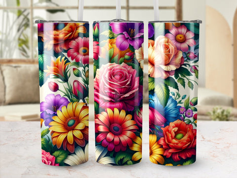 Vibrant Flowers Tumbler wrap sublimation PNG Sublimation Luvleigh Digitals 