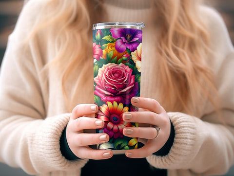 Vibrant Flowers Tumbler wrap sublimation PNG Sublimation Luvleigh Digitals 