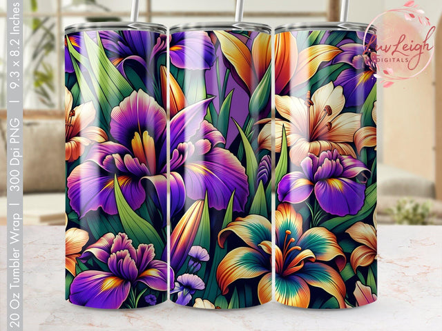 Vibrant Flowers Tumbler wrap sublimation PNG Sublimation Luvleigh Digitals 
